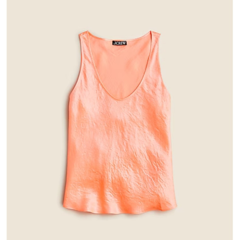 J. Crew Scoopneck tank top in textured satin - brilliant peony